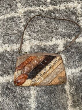 Supreme Patchwork Snakeskin & Lizard Wallet in Brown and Cream